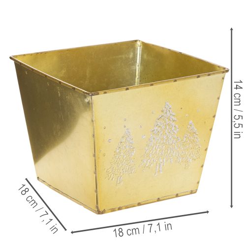 Vaso in metallo con motivo abete scintillante, 18 cm | Floristik24.it