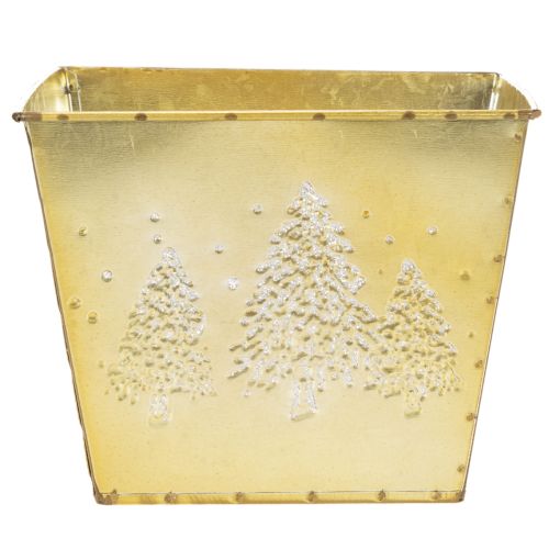Vaso in metallo con motivo abete scintillante, 18 cm | Floristik24.it