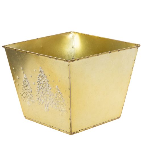 Vaso in metallo con motivo abete scintillante, 18 cm | Floristik24.it