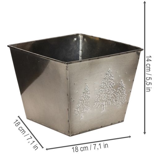 Fioriera quadrata in metallo con motivo a abete, 18 cm | Floristik24.it