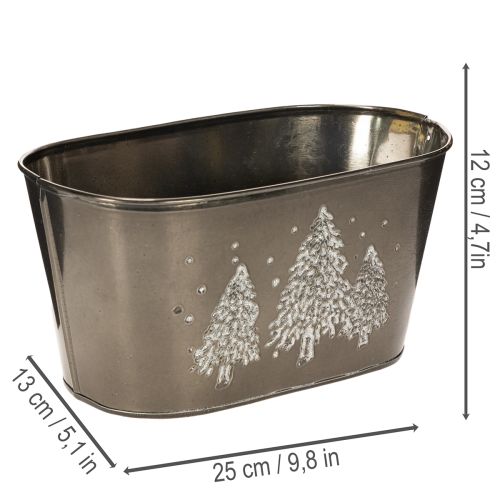 Fioriera ovale con decorazione a rilievo di abete, 25 cm | Floristik24.it