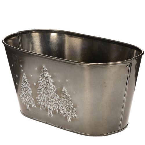Fioriera ovale con decorazione a rilievo di abete, 25 cm | Floristik24.it