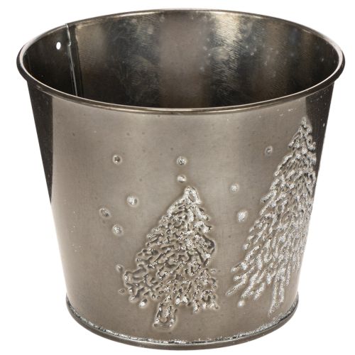 Fioriera in metallo con alberelli glitterati, 13 cm | Floristik24.it