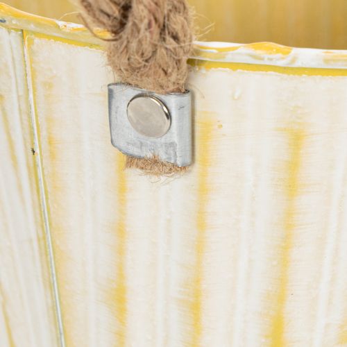 Prodotto Vaso in metallo, decorazione primaverile, fioriera con manici, giallo, shabby chic, Ø18cm, H17.5cm