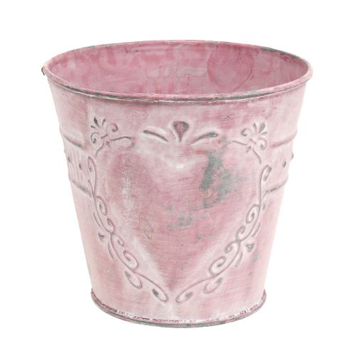 Floristik24 Vaso in metallo rosa Ø12cm H11cm