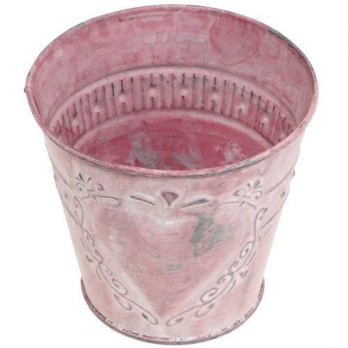 Floristik24 Vaso in metallo rosa Ø12cm H11cm