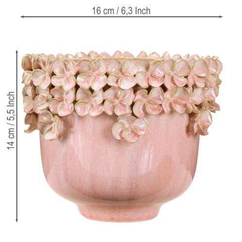 Prodotto Vaso per fiori in ceramica rosa – Elegante vaso per piante con decorazione floreale Ø16cm