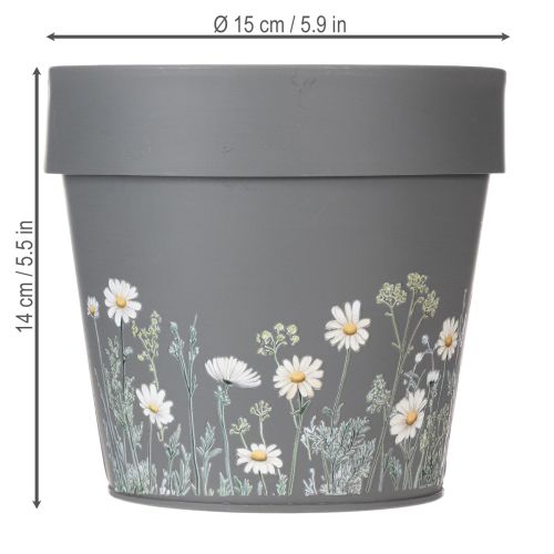 Prodotto Vaso da fiori con delicato motivo di fiori selvatici, pratico da usare su balcone o terrazza, 15 cm, 3 pezzi