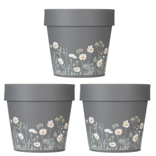 Prodotto Vaso da fiori con delicato motivo di fiori selvatici, pratico da usare su balcone o terrazza, 15 cm, 3 pezzi