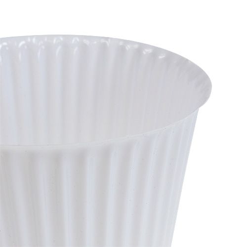 Floristik24 Pentola con scanalature in plastica Ø10cm H8cm Bianco 25 pezzi