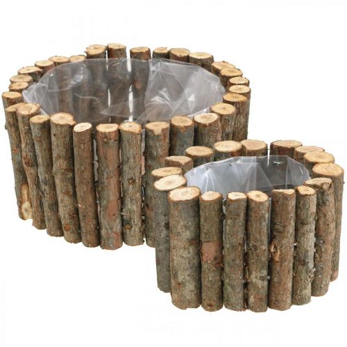 Floristik24 Ciotola per piante rotonde rami di betulla naturale Ø14/20cm set di 2