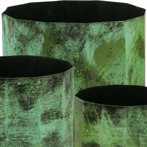 Floristik24 Fioriera vaso da fiori in metallo verde Ø26cm/20cm/16cm set di 3