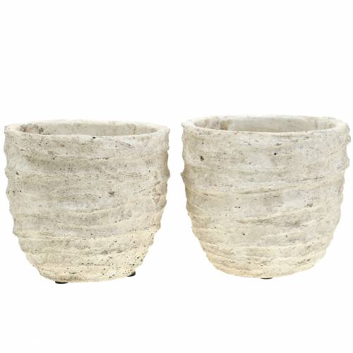 Floristik24 Portavaso bianco antico Ø12,5cm H11cm 2 pezzi