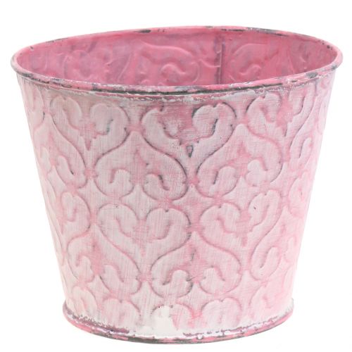 Floristik24 Piante zincate rosa, bianco lavato Ø13cm H10,5cm