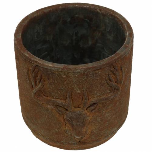 Floristik24 Portavasi patina ruggine con testa di cervo Ø13,5cm H13cm