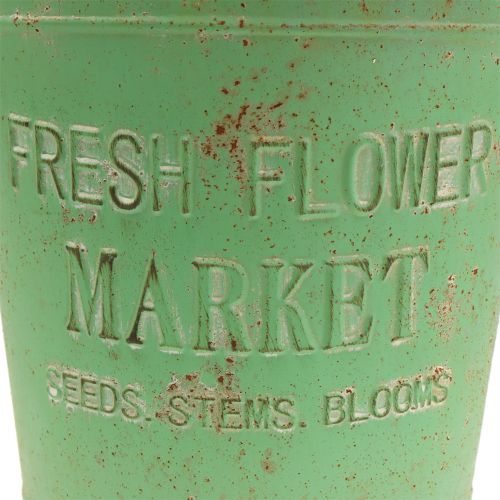 Floristik24 Secchio di zinco verde antico Ø20,5 cm H22,5 cm