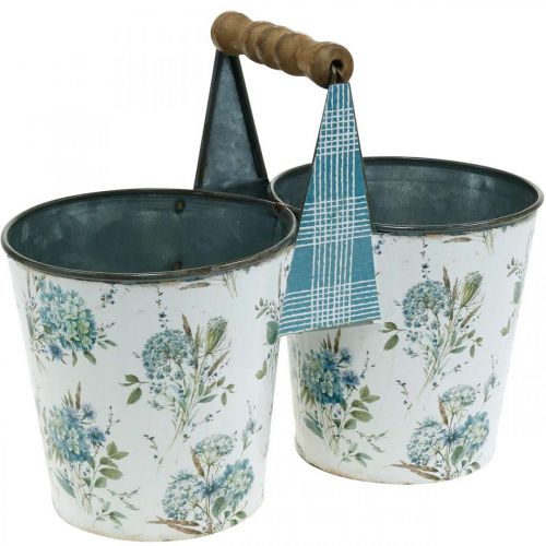 Floristik24 Fioriera in metallo con decorazione estiva doppio vaso di fiori con manico look vintage Ø11,5 cm