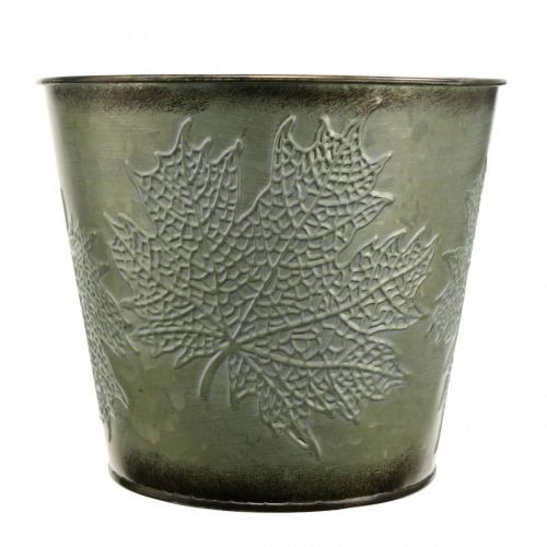 Prodotto Portavasi con decorazione autunnale, decorazione in metallo, fioriera autunnale verde Ø18.5cm H17cm