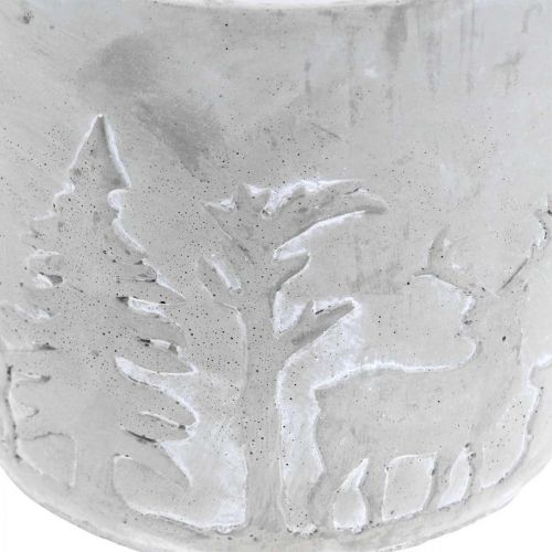 Prodotto Fioriera con motivo foresta, decorazione invernale, fioriera in cemento, Avvento Ø12.5cm H11cm