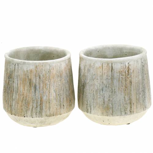 Floristik24 Fioriera natura rigata pesante Ø14cm 2 pezzi