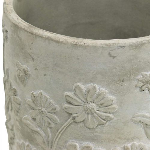 Floristik24 Fioriera in cemento con fioriera con motivo floreale Ø12,5 cm H11 cm 3 pezzi