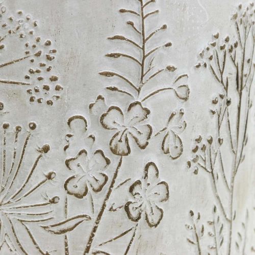 Floristik24 Fioriera in cemento bianco con fiori in rilievo vintage Ø16cm