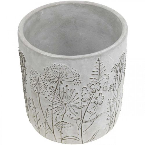 Floristik24 Fioriera in cemento bianco con fiori in rilievo vintage Ø16cm