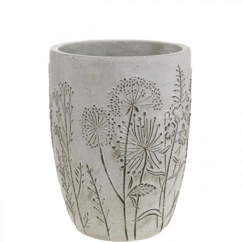 Floristik24 Vaso vaso da fiori bianco in cemento con fiori in rilievo vintage Ø14,5cm