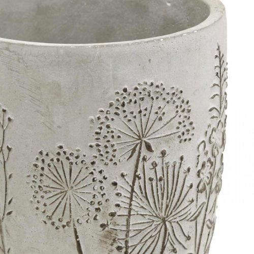 Prodotto Vaso vaso da fiori bianco in cemento con fiori in rilievo vintage Ø14,5cm