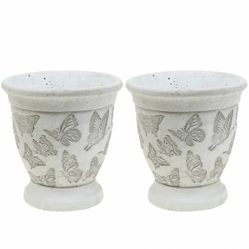 Floristik24 Vaso portavaso con farfalle Ø12.5cm H13cm 2 pezzi