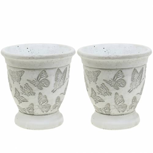 Floristik24 Vaso portavaso con farfalle Ø12.5cm H13cm 2 pezzi