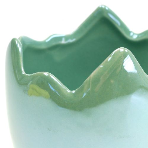 Floristik24 Fioriera a guscio d'uovo madreperla verde chiaro Ø8cm H9cm 3 pezzi