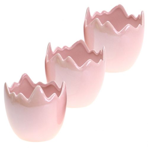 Floristik24 Fioriera guscio d&#39;uovo madreperla rosa Ø8cm H9cm 3 pezzi