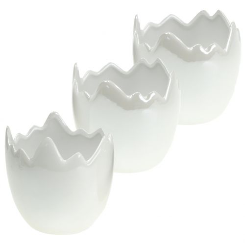 Floristik24 Fioriera guscio d&#39;uovo bianco madreperla Ø8cm H9cm 3 pezzi