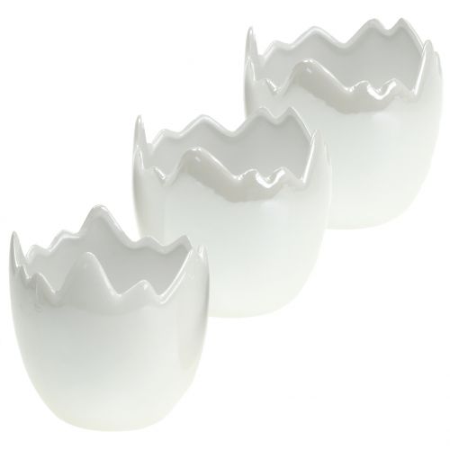 Fioriera guscio d&#39;uovo bianco madreperla Ø8cm H9cm 3 pezzi