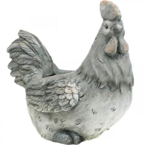 Floristik24 Pollo da piantare, decorazione pasquale, vaso per piante, molla, pollo decorativo effetto cemento H30 cm