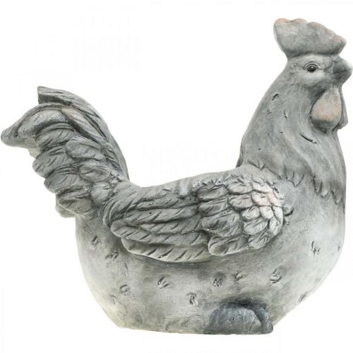 Floristik24 Pollo da piantare, decorazione pasquale, vaso per piante, molla, pollo decorativo effetto cemento H30 cm