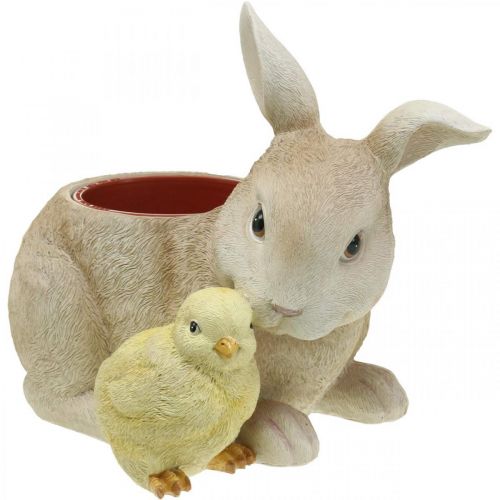 Decorazione pasquale per piantare, coniglio e pulcino, primavera, vaso per piante H24cm L30cm