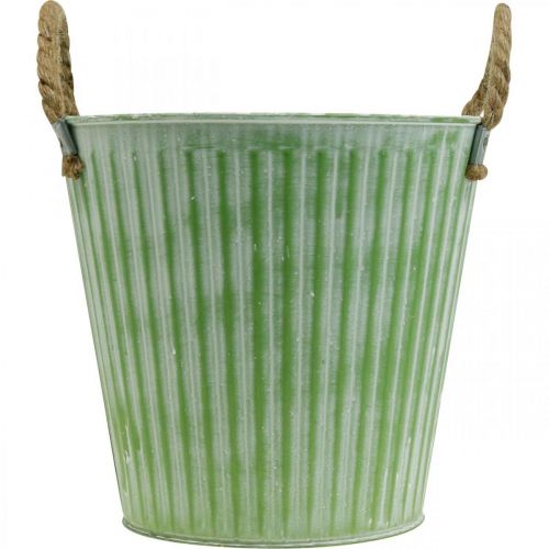 Prodotto Secchio per piante, vaso in metallo con manici, fioriera decorativa per piantare rosa/verde/giallo shabby chic Ø12cm H10cm set di 3