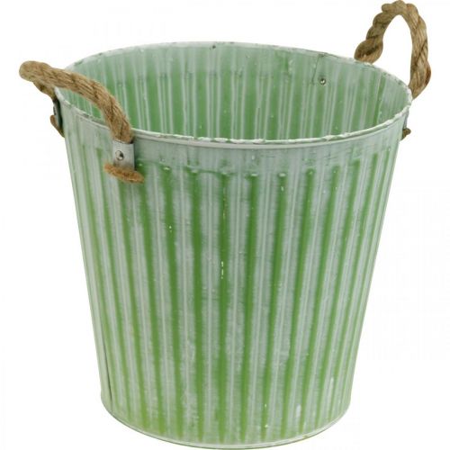Prodotto Vaso decorativo, secchio in metallo per piantare, fioriera con manici, rosa/verde/giallo shabby chic Ø14,5 cm H13 cm set di 3