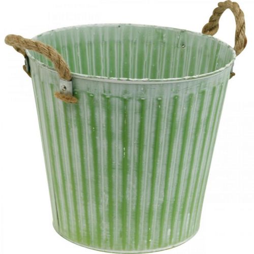 Prodotto Secchio per piantare, fioriera con manici, decorazione in metallo rosa/verde/giallo shabby chic Ø16,5 cm H15 cm set da 3