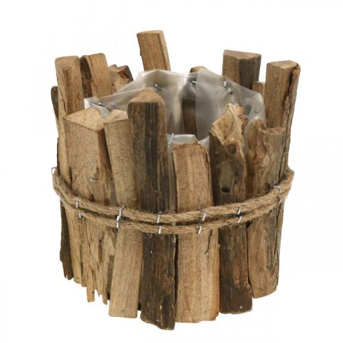 Fioriera in legno rustico naturale H11.5cm Ø9cm