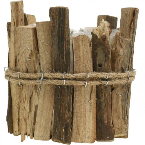 Floristik24 Fioriera in legno rustico naturale H11.5cm Ø9cm