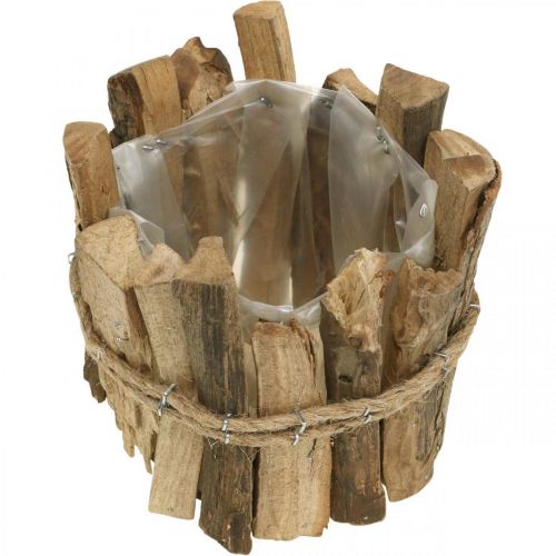 Floristik24 Fioriera in legno rustico naturale H11.5cm Ø9cm