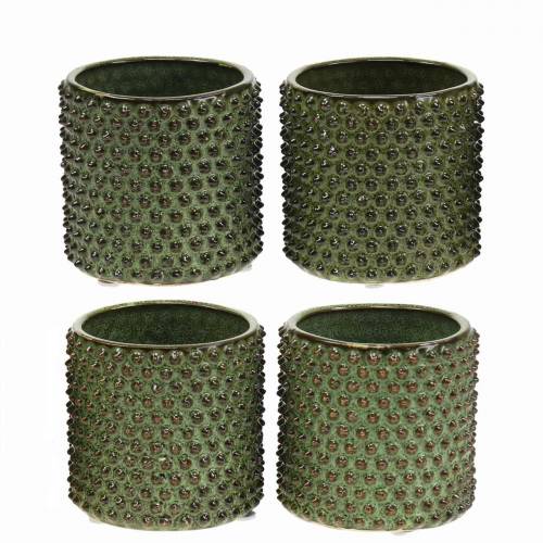 Floristik24 Fioriera verde, marrone Ø7,5 cm H8 cm 4 pezzi