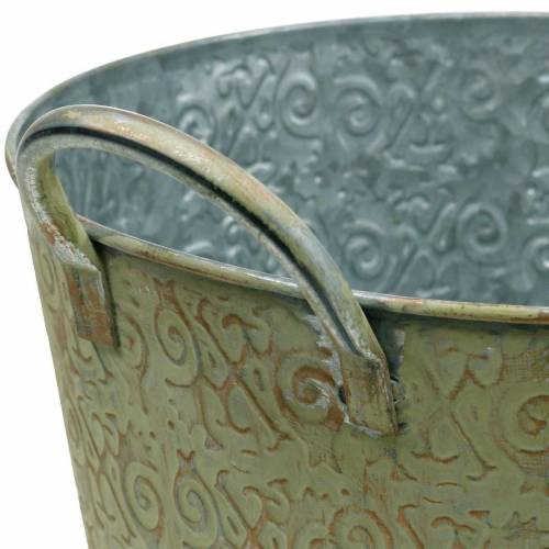 Floristik24 Secchio verde con manici Ø26cm fioriera effetto vintage metallo ruggine