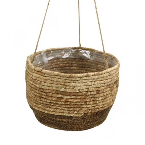 Floristik24 Cesto sospeso, cesto di foglie di mais, fioriera sospesa Naturale Ø28/24,5/21 cm, set di 3