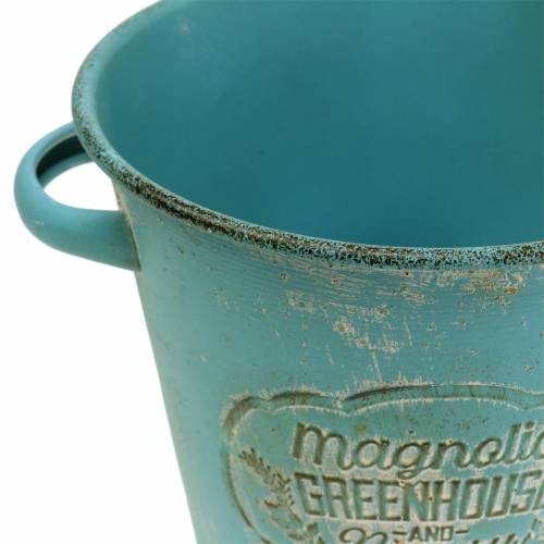 Floristik24 Vaso per piante in metallo turchese Ø19,5 cm H17,5 cm
