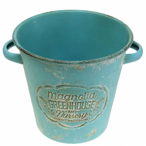 Floristik24 Vaso per piante in metallo turchese Ø19,5 cm H17,5 cm