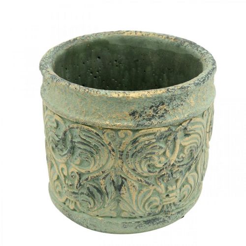 Floristik24 Fioriera aspetto antico vaso in cemento verde, oro Ø11cm H12,5cm